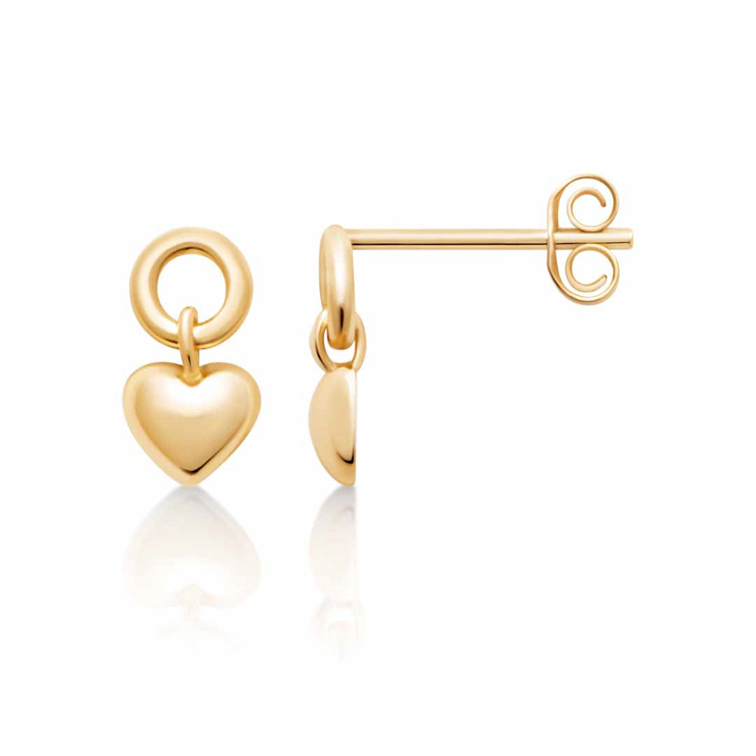 Gold heart Drop Earrings.