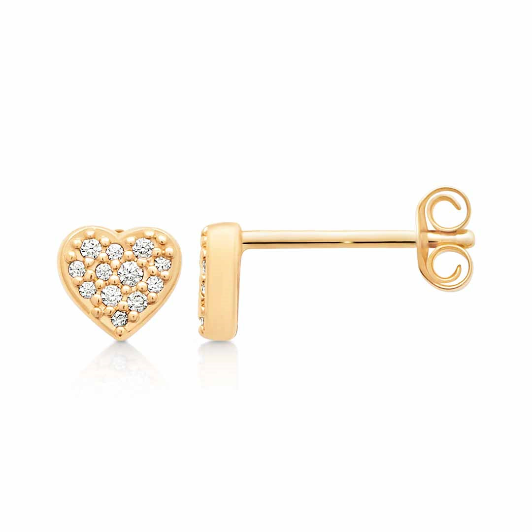 Pave Heart Stud Earrings - Linked By Love