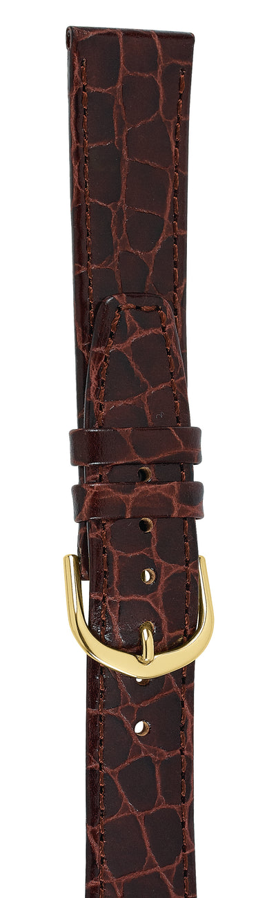 Crocodile Grain Leather Brown Watch Band - 20mm.