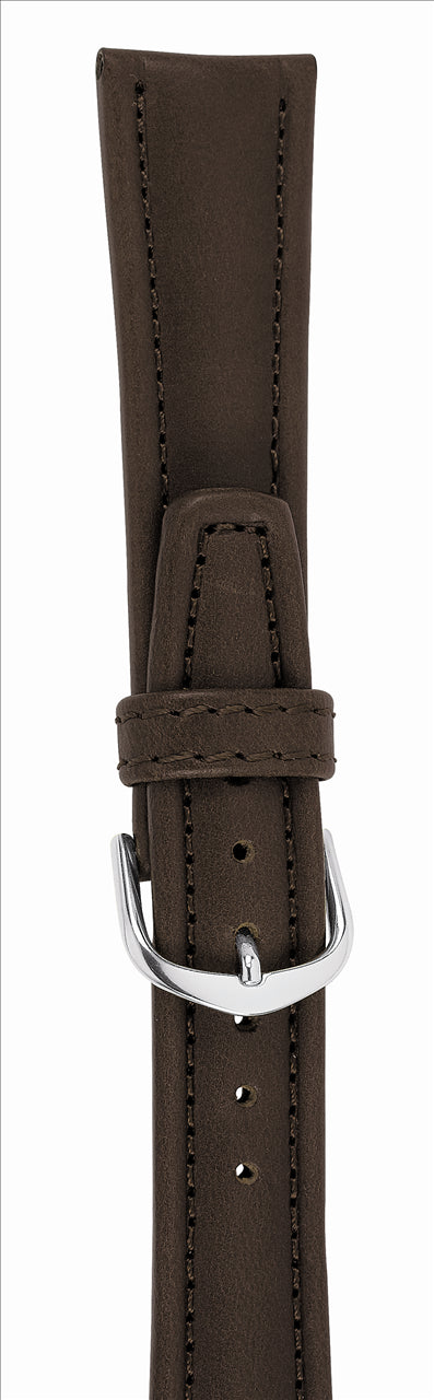 Brown Padded Leather Watchband - 20mm.