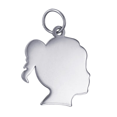 Girl Silhouette Engravable Head Pendant - Pre Order Ships within 5 Days