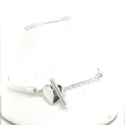 Sterling Silver Heart with T-Bar Clasp