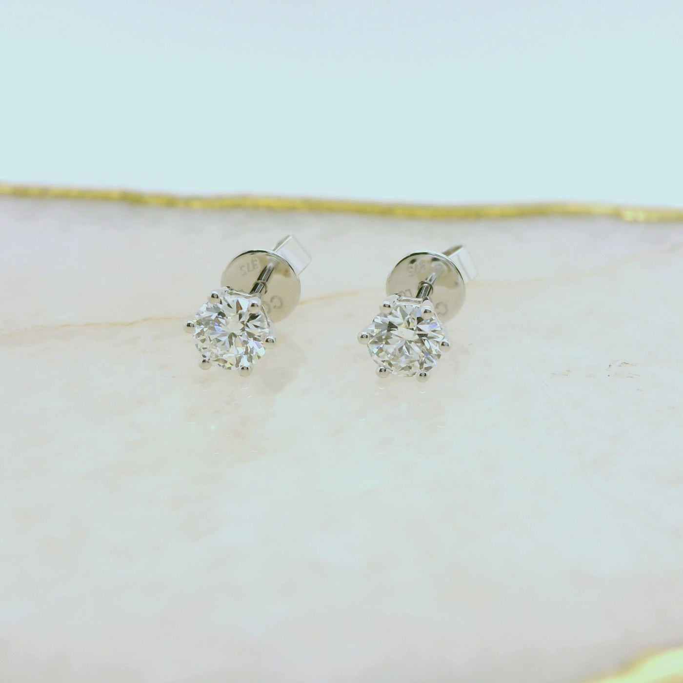 9ct White Gold Lab Grown Diamond Stud Earrings - 0.60 carats.