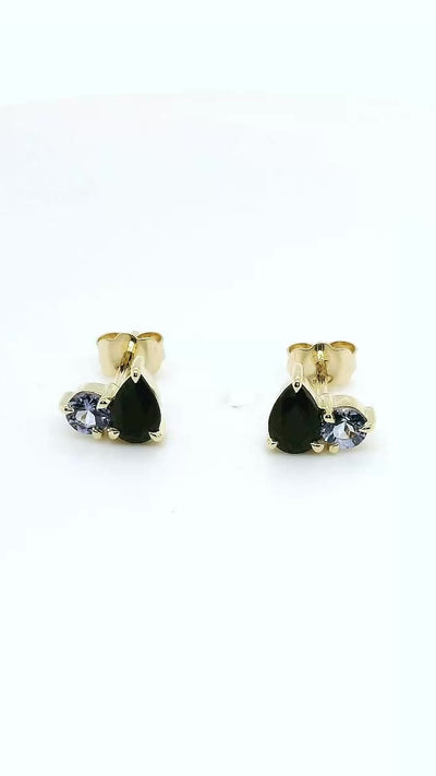 Blue Sapphire & Tanzanite Toi Et Moi Stud Earrings.