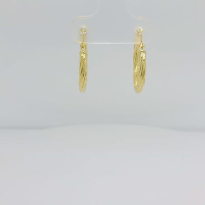 9ct Yellow Gold Silver Filled Twist Hoops - 19mm.