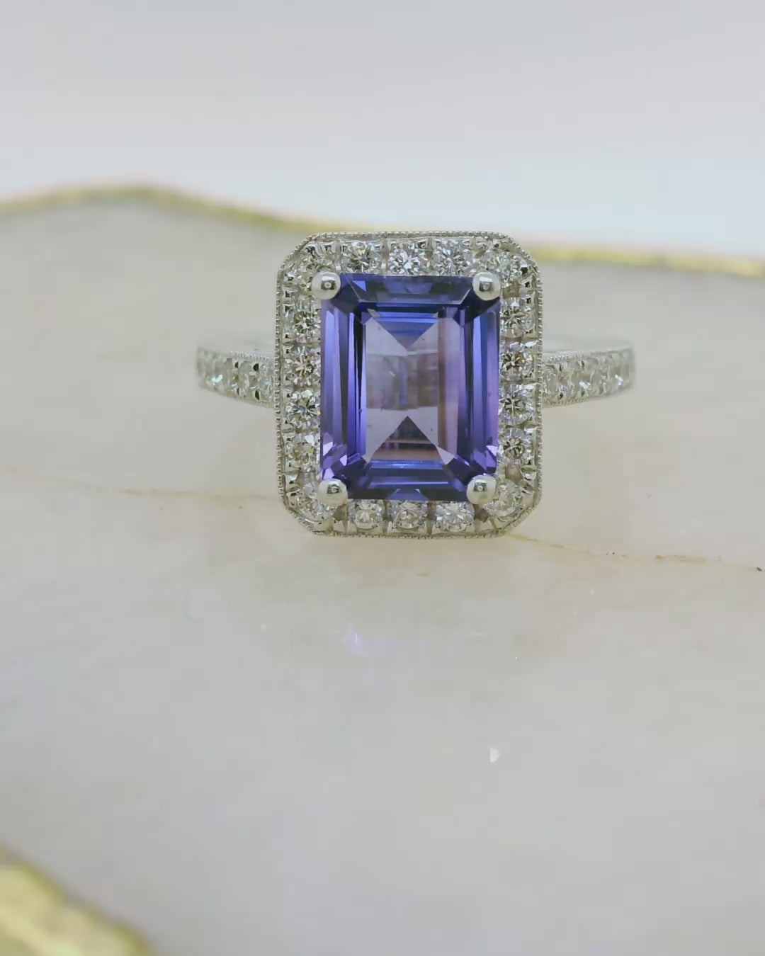 18ct. White Gold Tanzanite & Diamond Cluster Ring