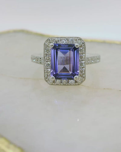 18ct. White Gold Tanzanite & Diamond Cluster Ring