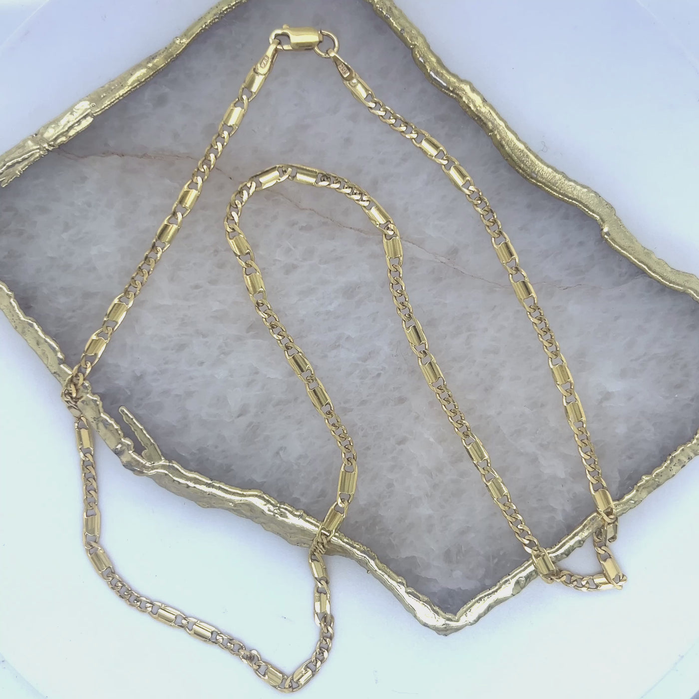 9ct Yellow Gold Fancy Figaro Necklet Chain -45cm.