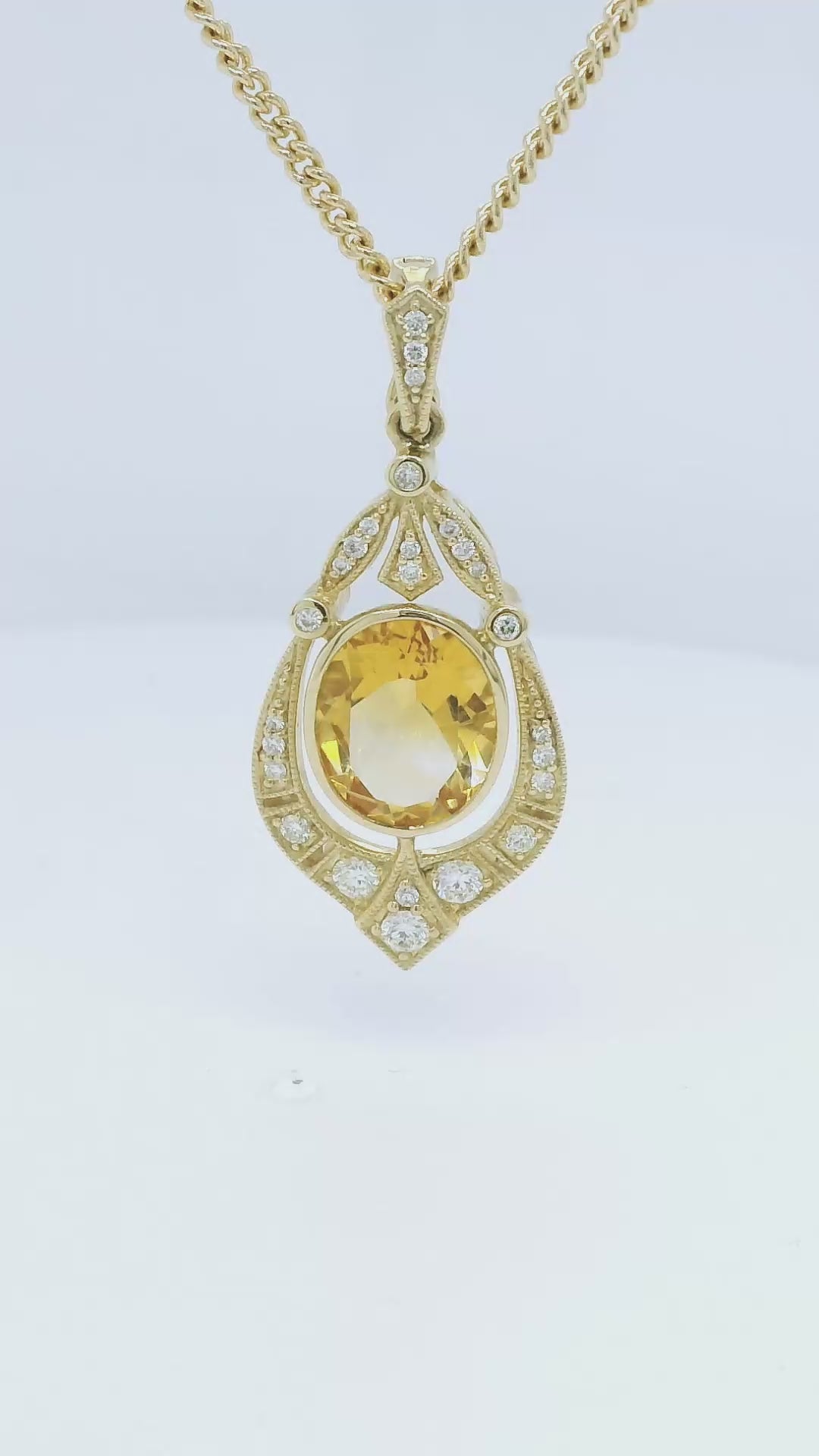 9ct Gold Citrine & Diamond Enhancer Pendant.