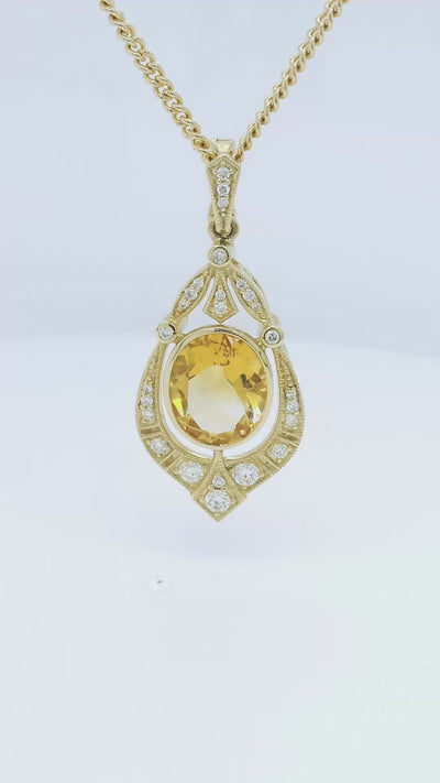 9ct Gold Citrine & Diamond Enhancer Pendant.