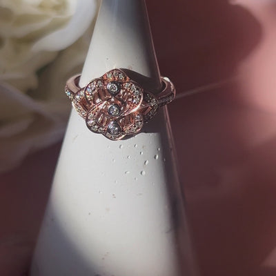 9ct Rose Gold Diamond Filigree Ring