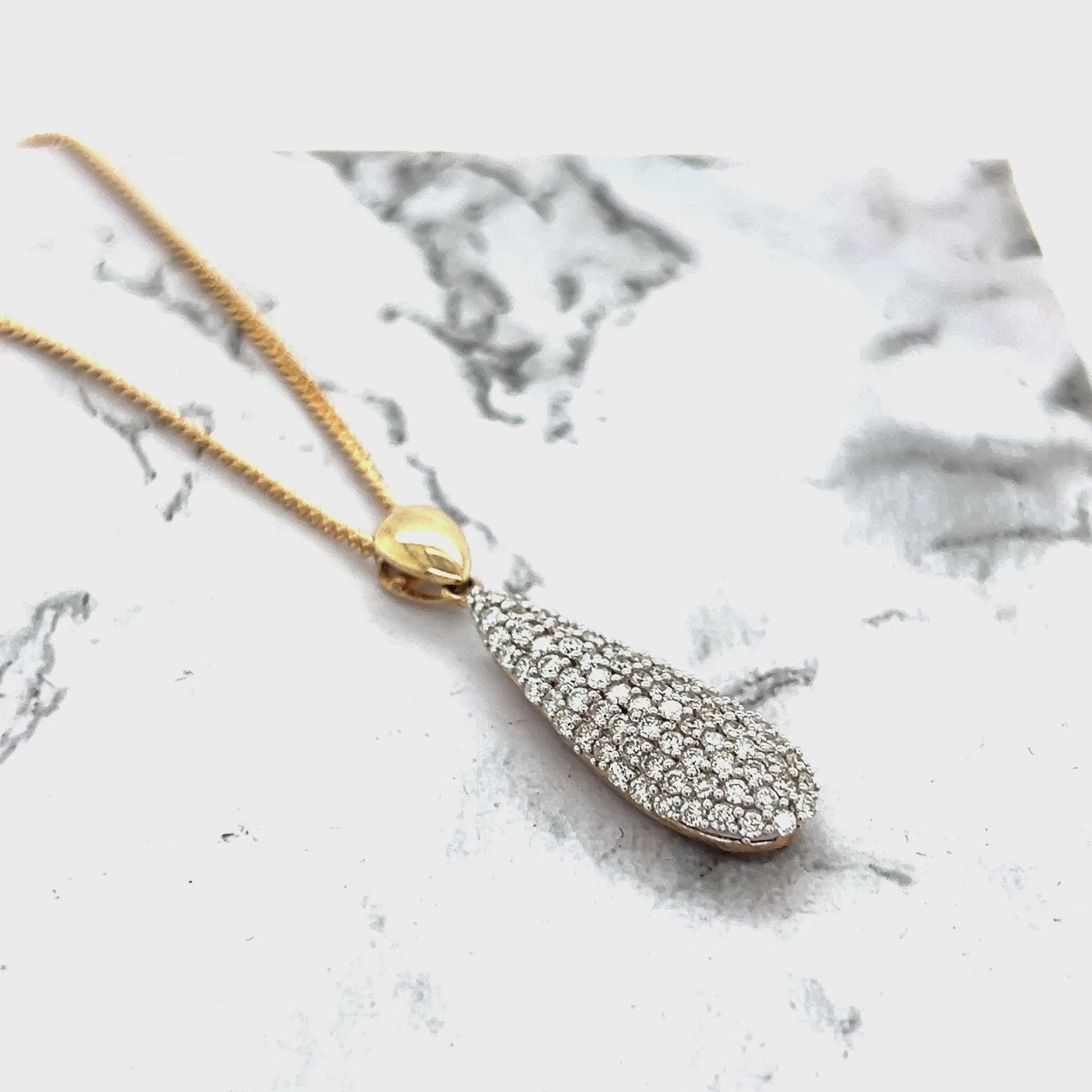 Diamond Teardrop Briolette Pendant 9ct Yellow Gold - 1 Carat of Diamonds.