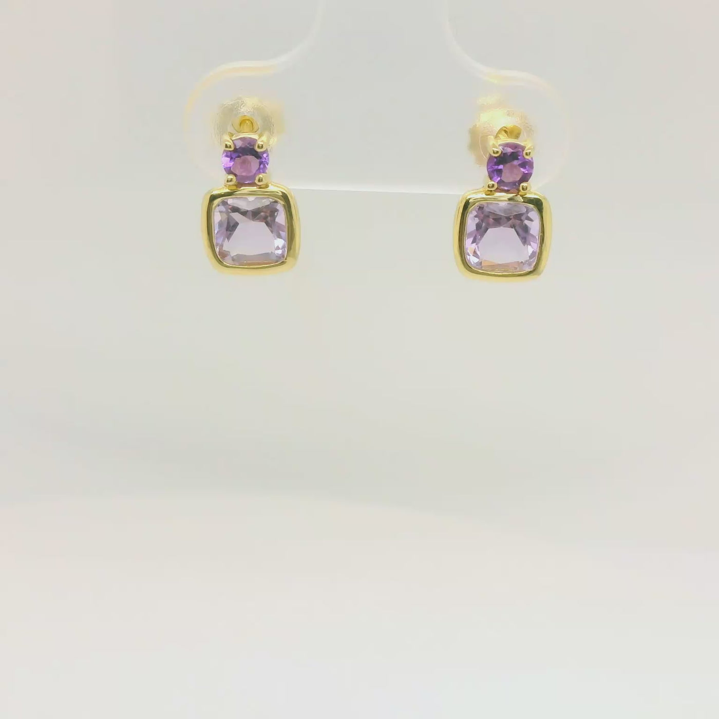 Pink Amethyst & Amethyst Stud Earrings.