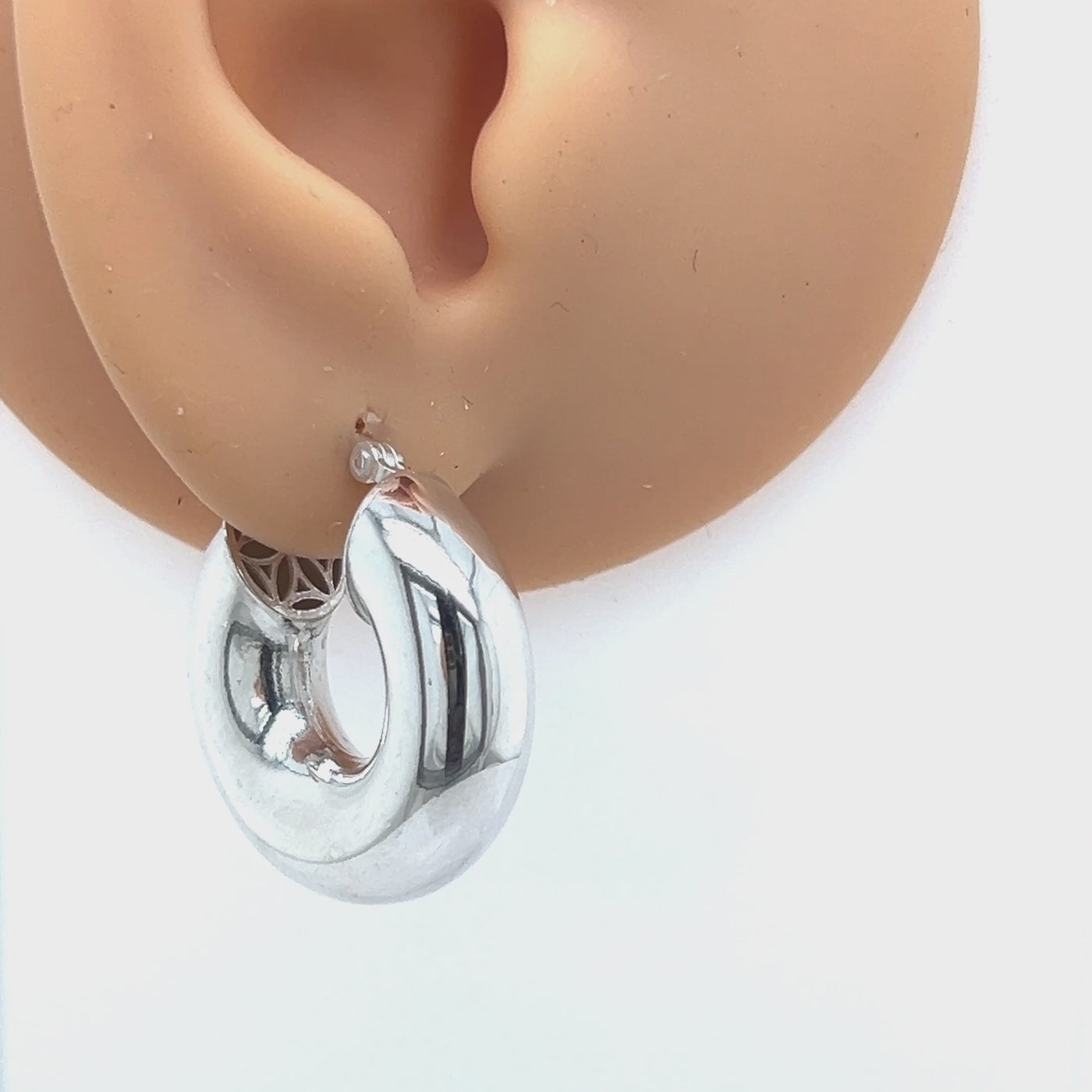 Wide Sterling Silver Round Tube Earrings.