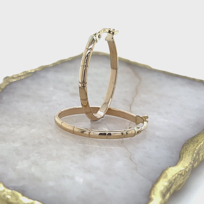 9ct Yellow Gold Oval Stationed Hoop Earrings