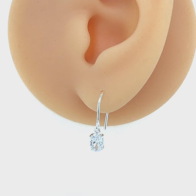 Silver Oval Cubic Zirconia Drop Earrings.