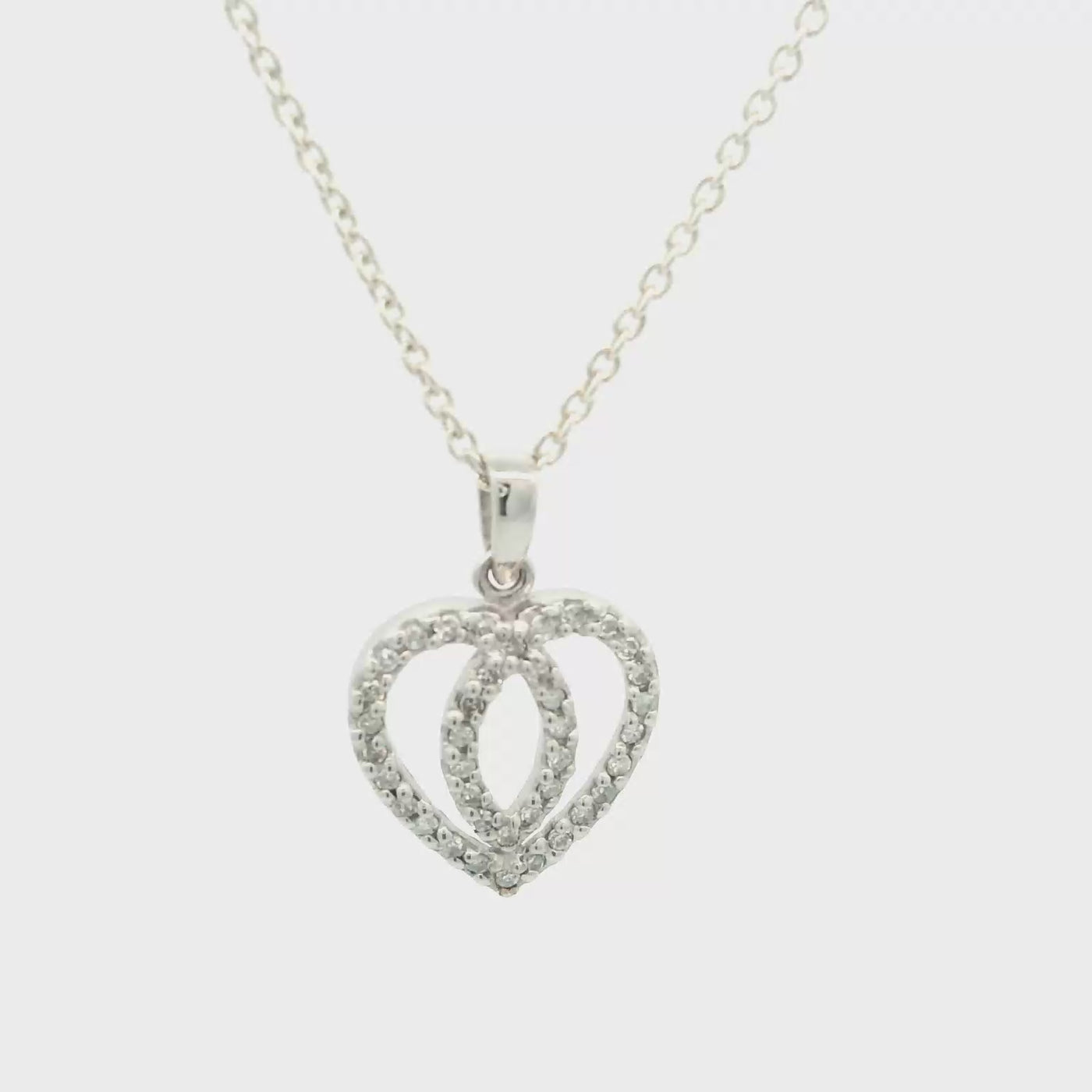 9ct White Gold Open Heart Diamond Pendant – TDW 0.20ct