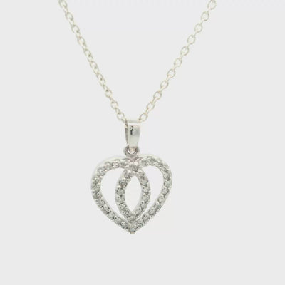 9ct White Gold Open Heart Diamond Pendant – TDW 0.20ct