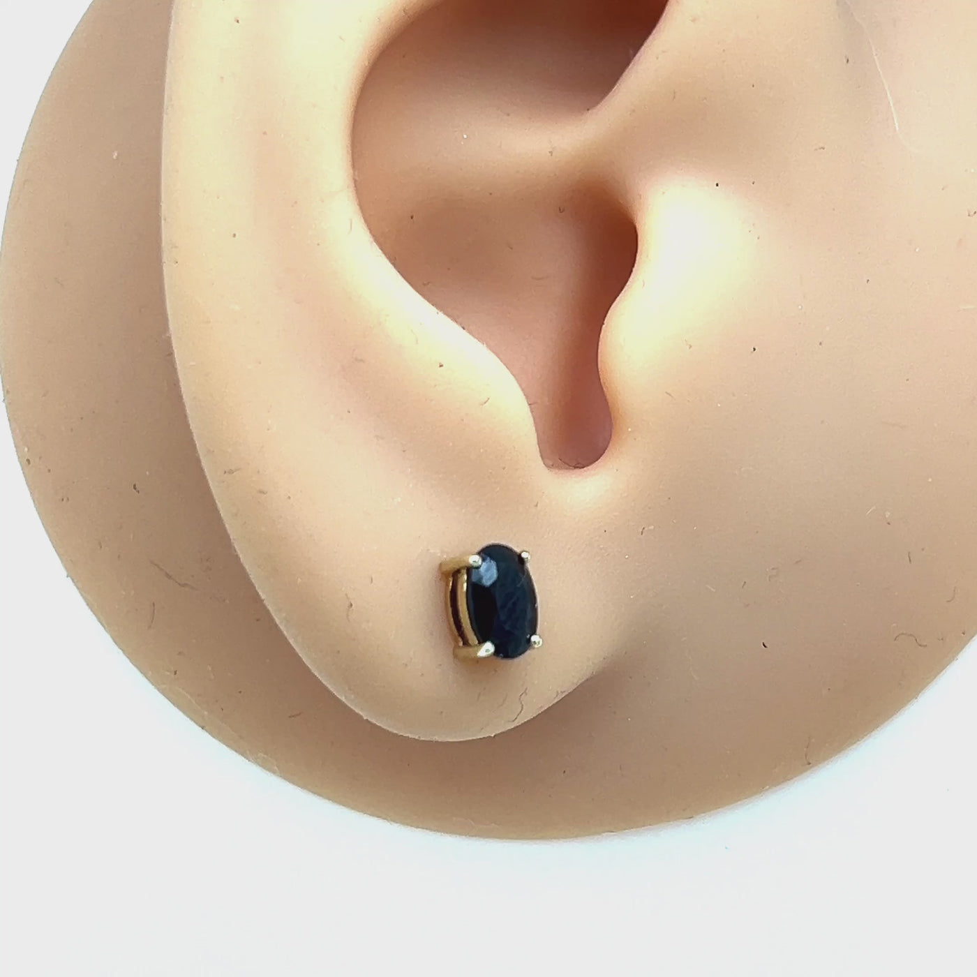 9ct Yellow Gold Natural Dark Blue Sapphire Studs