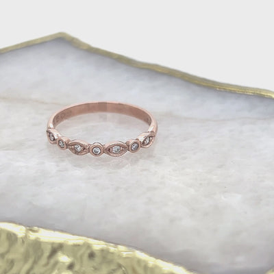 9ct Rose Gold Diamond Stacker Ring