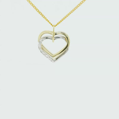 9ct 2 tone Open Heart Pendant