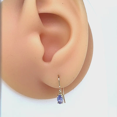 9ct Gold Oval Tanzanite Drop Earrings