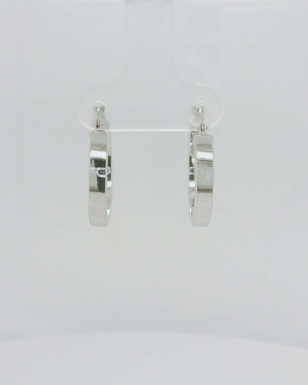 9ct White Gold Hoop Earrings - 3mm Wide.