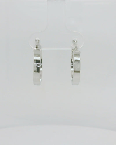 9ct White Gold Hoop Earrings - 3mm Wide.