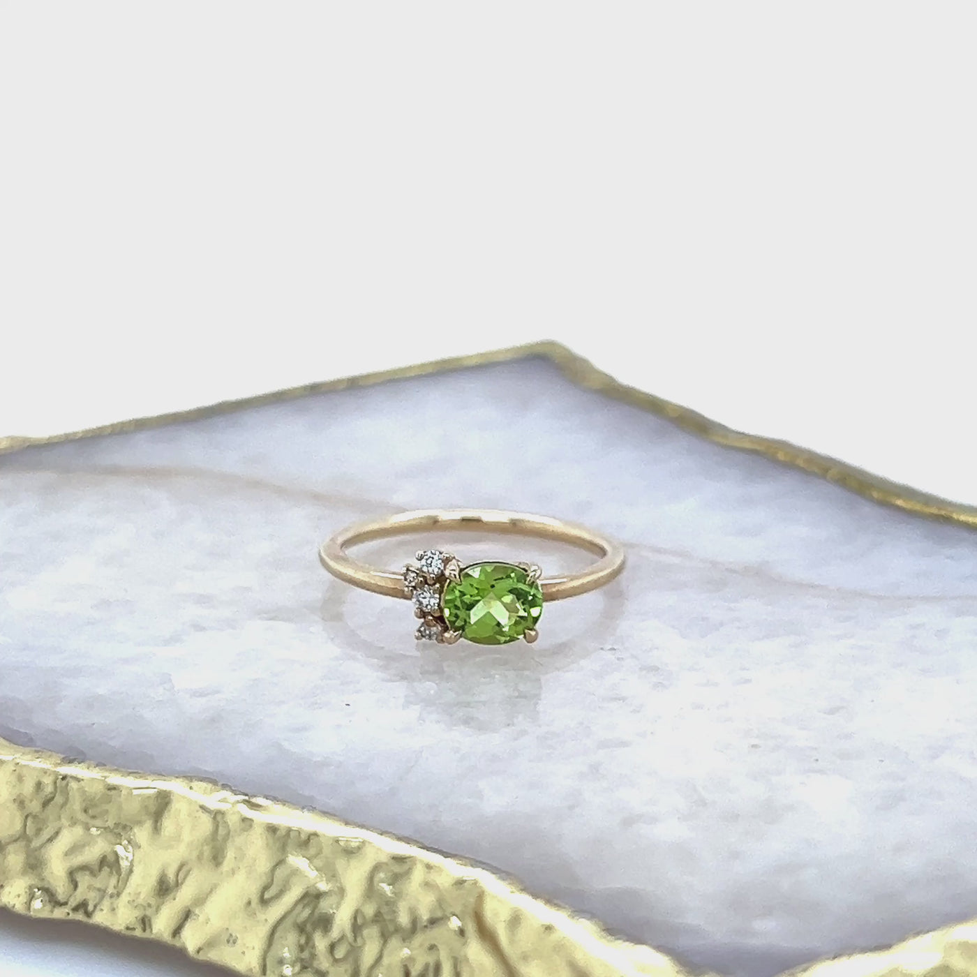 9ct Gold Peridot & Diamond Dress Ring.