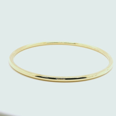 9ct Yellow Gold Silver-Filled Round Golf Bangle - 3mm Wide