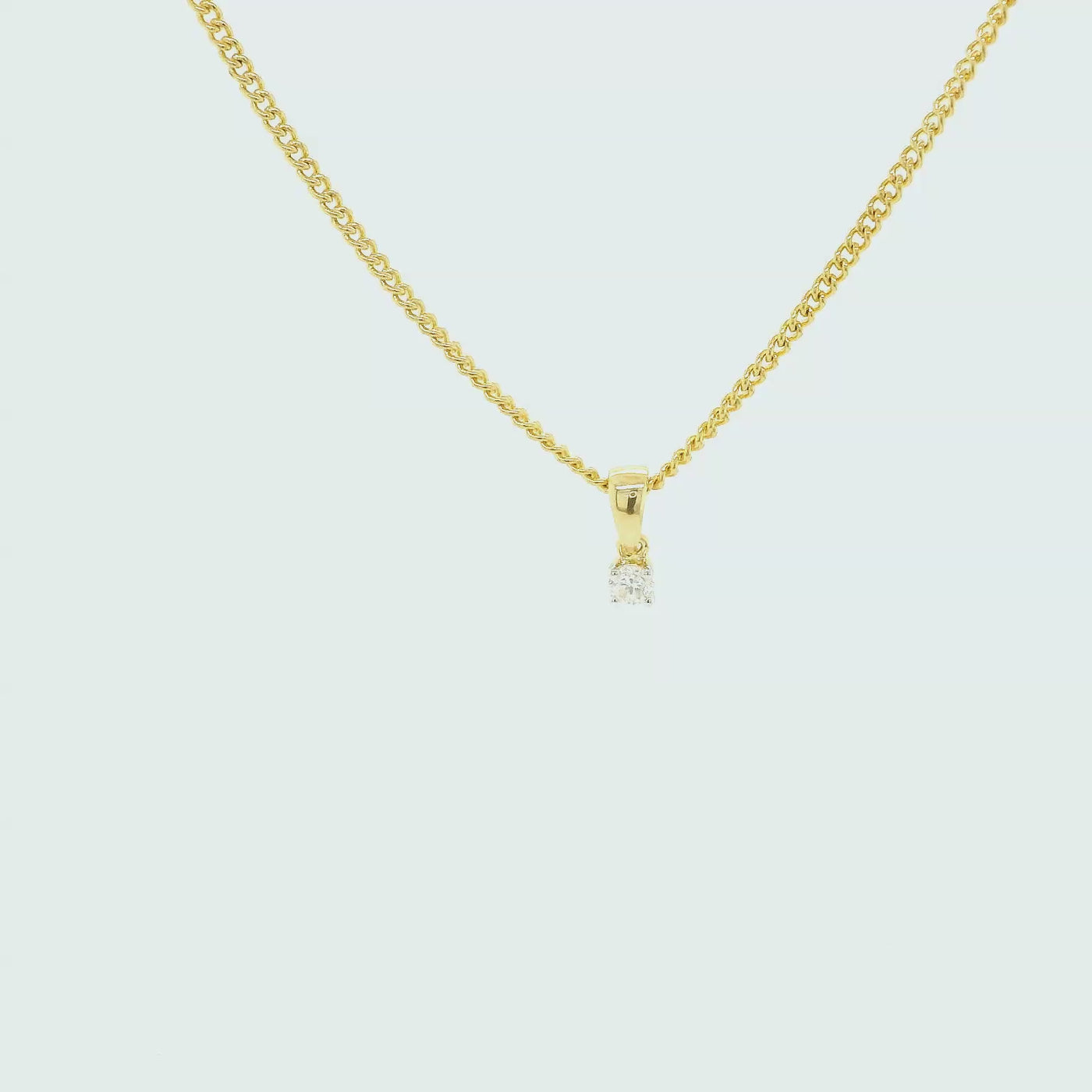 9ct Yellow Gold Mined Diamond Solitaire Pendant.