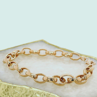 9ct Rose Gold Silver Filled Oval Belcher Bracelet