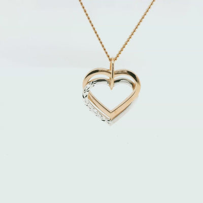 9ct Rose Gold & White Double Heart Pendant