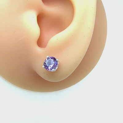 Sterling Silver Amethyst Stud Earrings