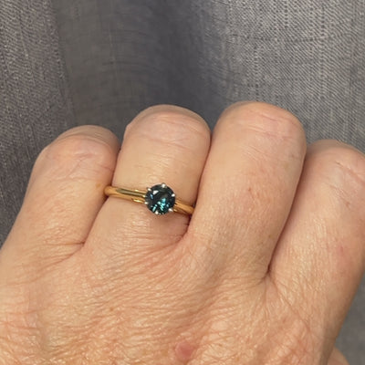 Teal Parti Sapphire Solitaire Ring.