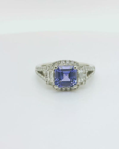 18ct. White Gold Tanzanite & Diamond Ring