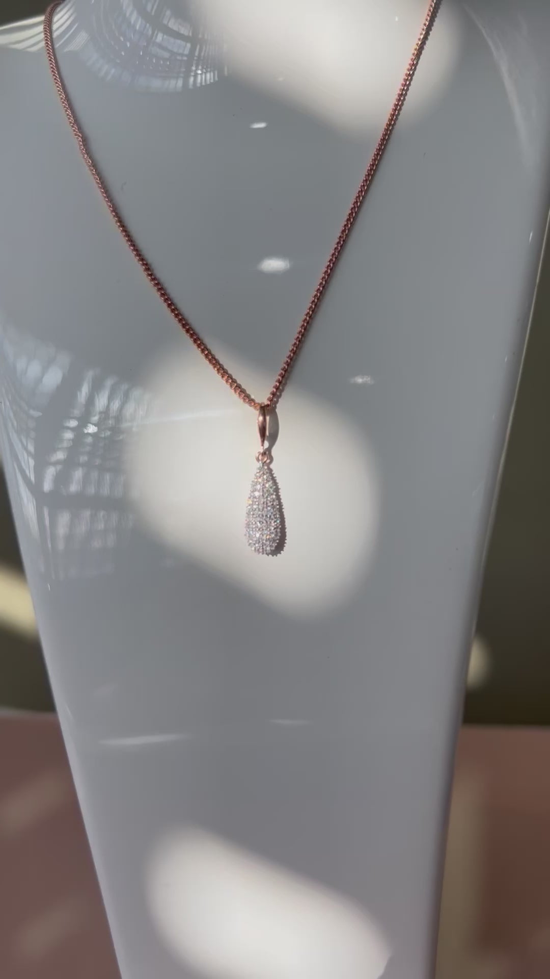 Diamond Briolette Teardrop Pendant in Rose Gold - 0.25 carats