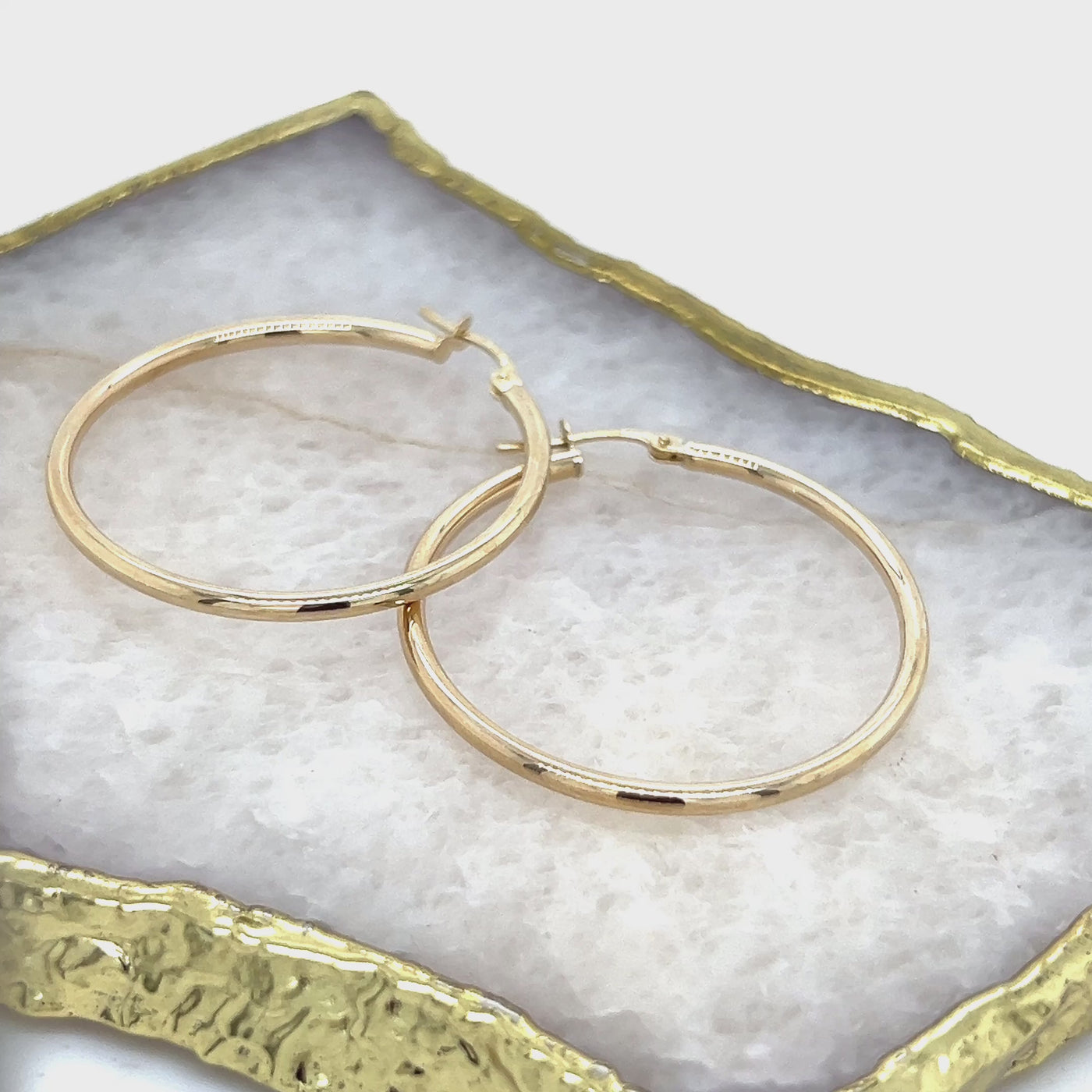 9ct Yellow Gold Plain Hoop Earrings - 30mm