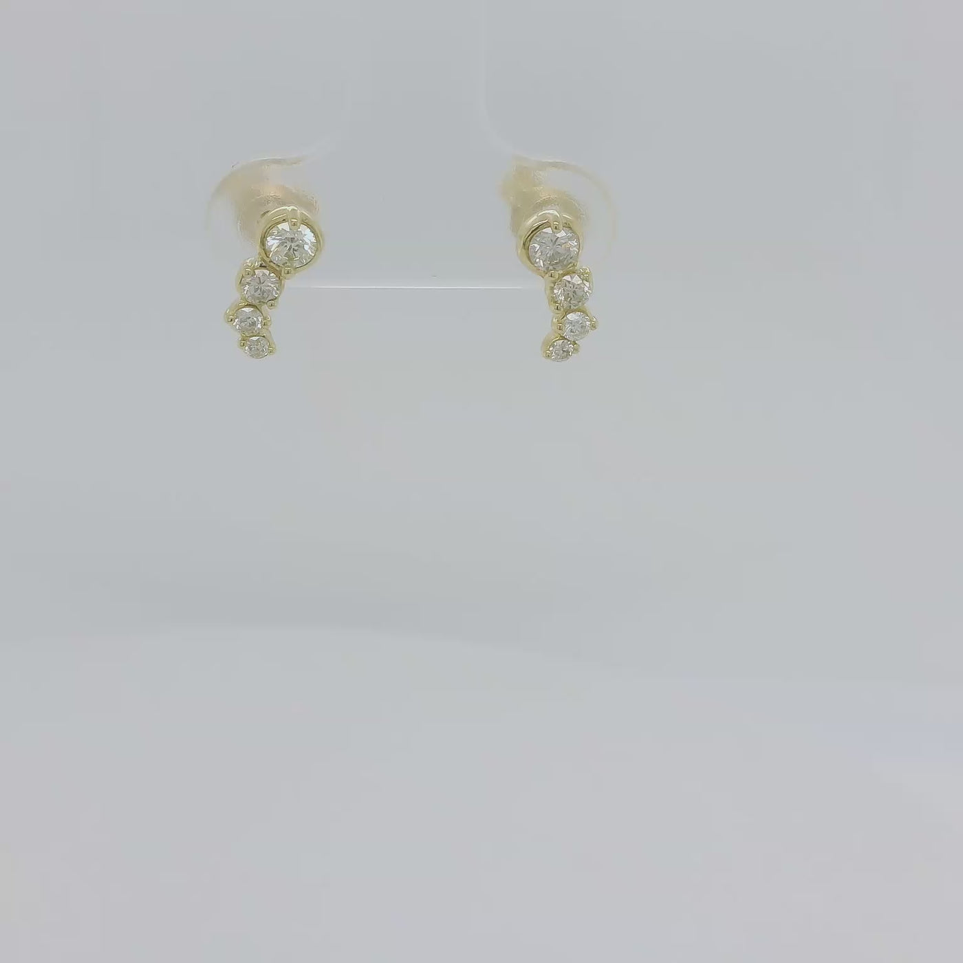 9ct Gold Diamond Ear Climber Stud Earrings.