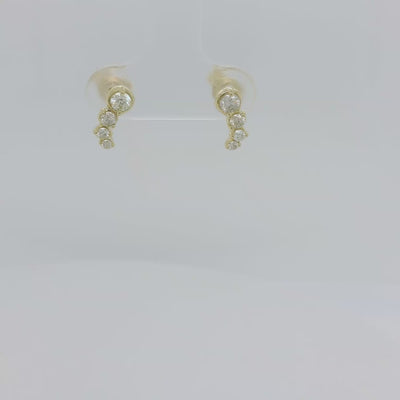 9ct Gold Diamond Ear Climber Stud Earrings.