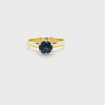 Teal Parti Sapphire Solitaire Ring.