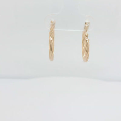 9ct Rose Gold Silver Filled Twist Hoop Earrings - 14mm