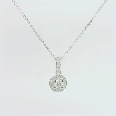 18ct Gold Round Diamond Halo Pendant - 0.25 Carats.