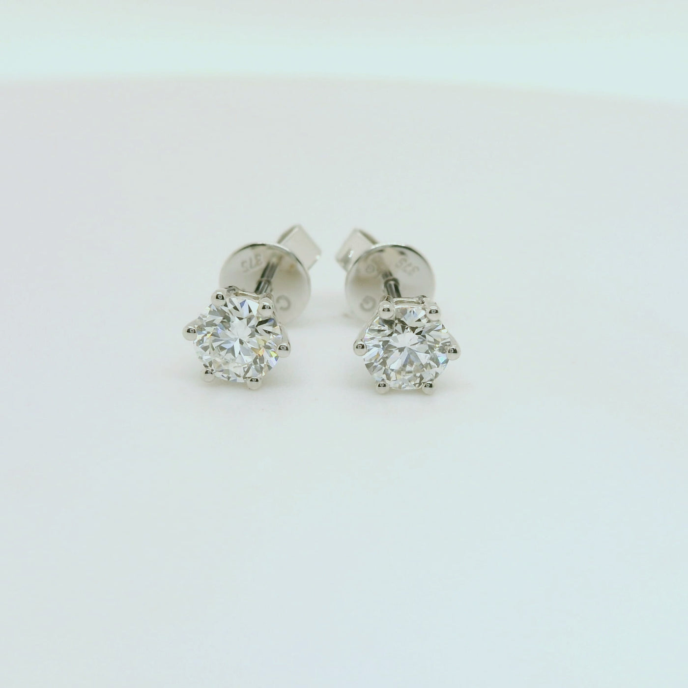 9ct White Gold Lab Grown Diamond Stud Earrings - 0.60 carats.