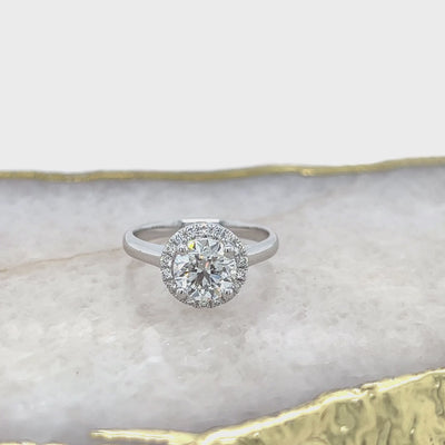 1.50 Carat Natural Mined Diamond Cluster Engagement Ring.