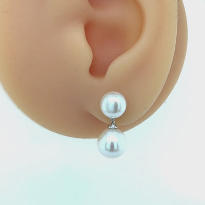 White Freshwater Pearl Double Drop Earrings.
