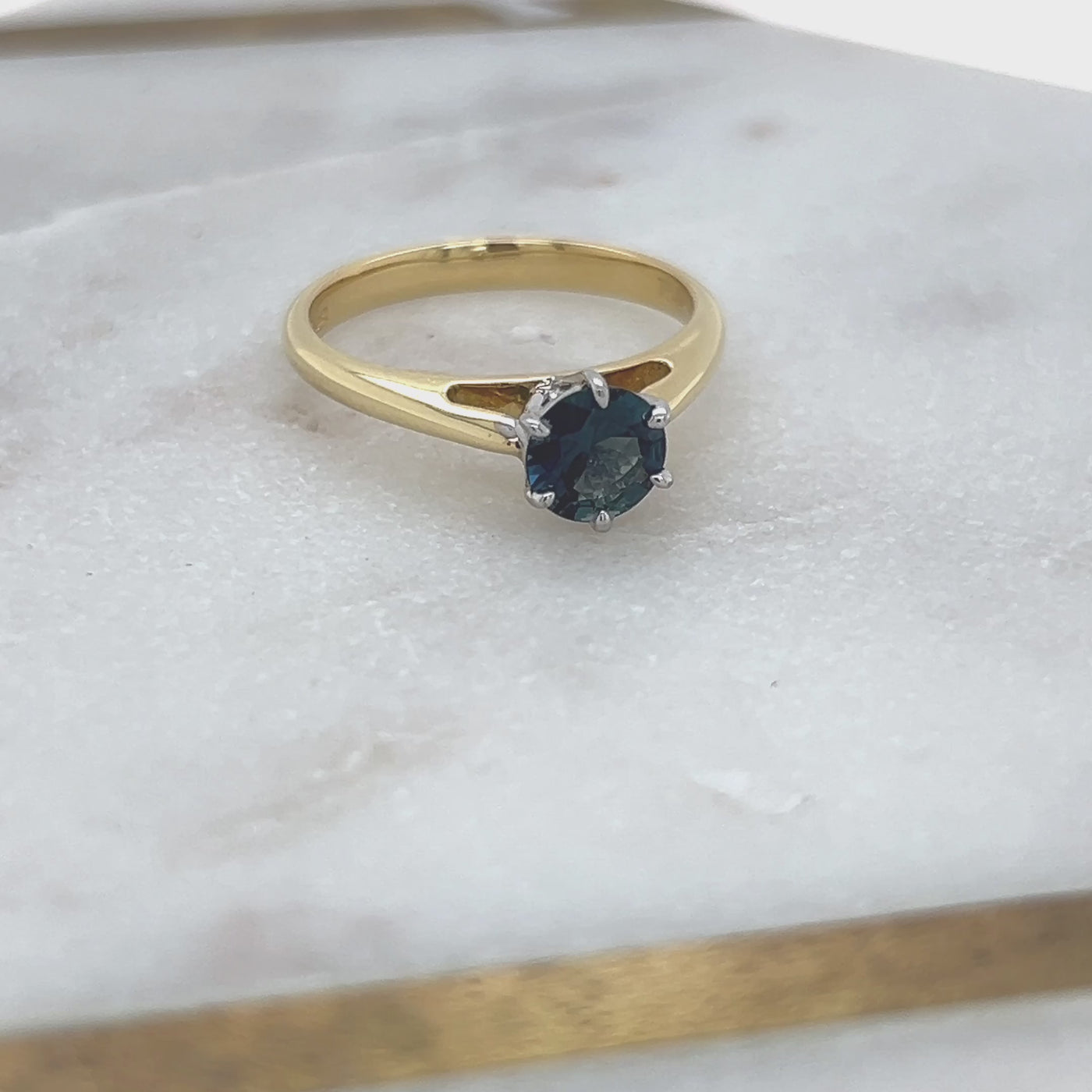 Teal Parti Sapphire Solitaire Ring.