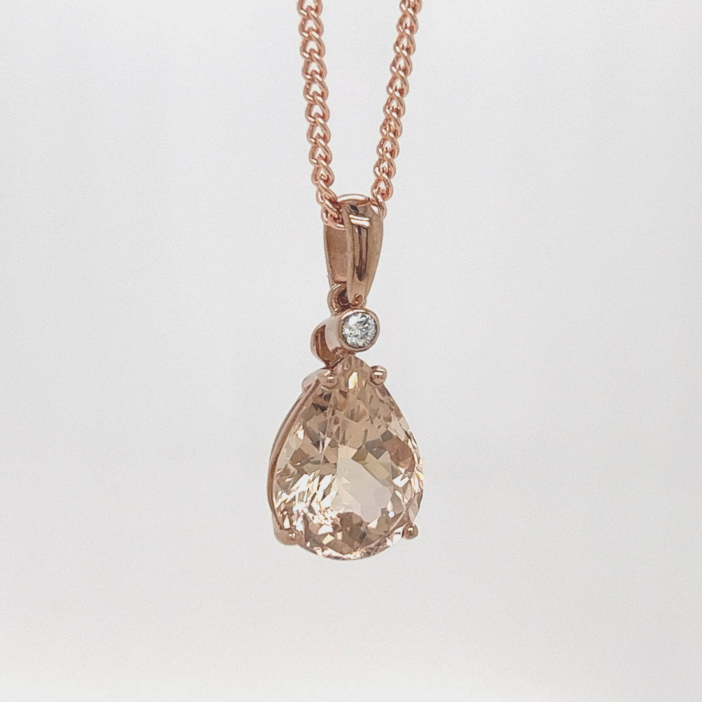 9ct Rose Gold Teardrop Morganite Pendant.