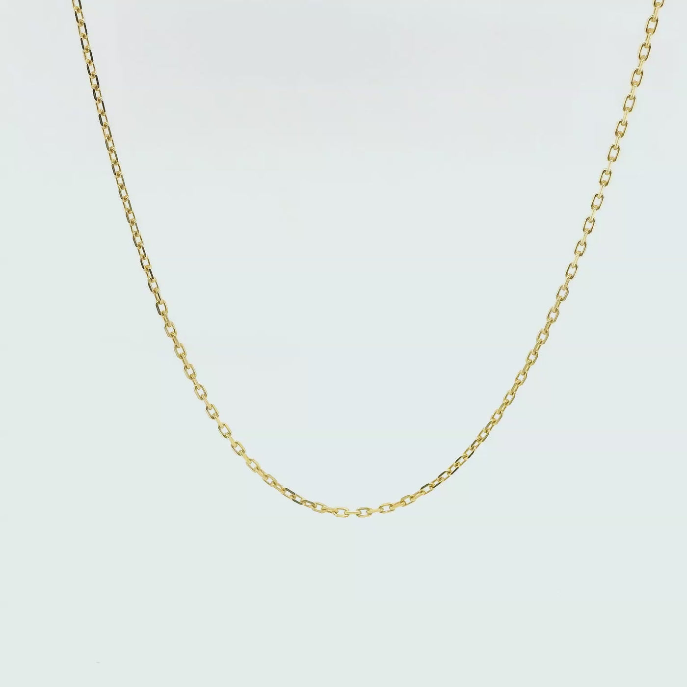 9ct Yellow Gold Cable Link Necklet Chain - 39cm.