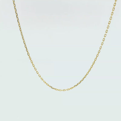 9ct Yellow Gold Cable Link Necklet Chain - 39cm.